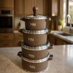 سرویس چدن 10 پارچه رودینا رنگ نسکافه ای