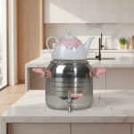 کتری قوری شیردار 5 لیتر دسته صورتی دستی لوکس