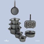 سرویس 15پارچه سیلیکون طوسی دیاموند یونیک8522