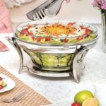 سوفله سالاد خوری قایقی پایه نقره ای رزلند