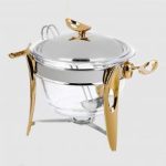 سوفله سوپ خوری قایقی پایه طلایی رزلند