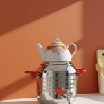 کتری قوری دستی لوکس دسته زرشکی 5 لیتر