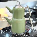 کتری قوری لوله دار رنگی نزاز کد 5016 سبز تیره