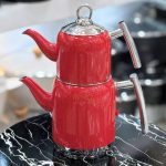 کتری قوری لوله دار رنگی نزاز کد 5016 قرمز