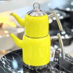 کتری قوری لوله دار رنگی نزاز کد 5016 زرد