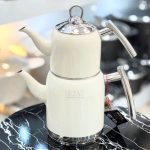 کتری قوری لوله دار رنگی نزاز کد 5016 کرم