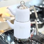 کتری قوری لوله دار رنگی نزاز کد 5016 سفید