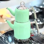 کتری قوری لوله دار رنگی نزاز کد 5016 سبز روشن