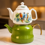 کتری قوری لوله دار لعابی قوری چینی برند میس بتی